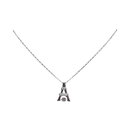 Ezüst nyaklánc Eiffel tornyot formáló medállal cirkónia kövekkel díszítve